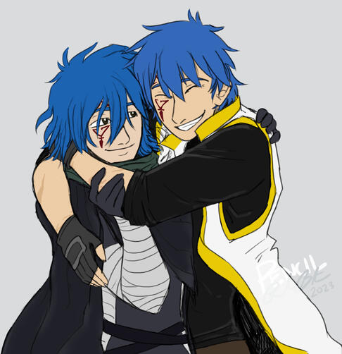 Jellal &amp; Mystogan hug, colored sketch